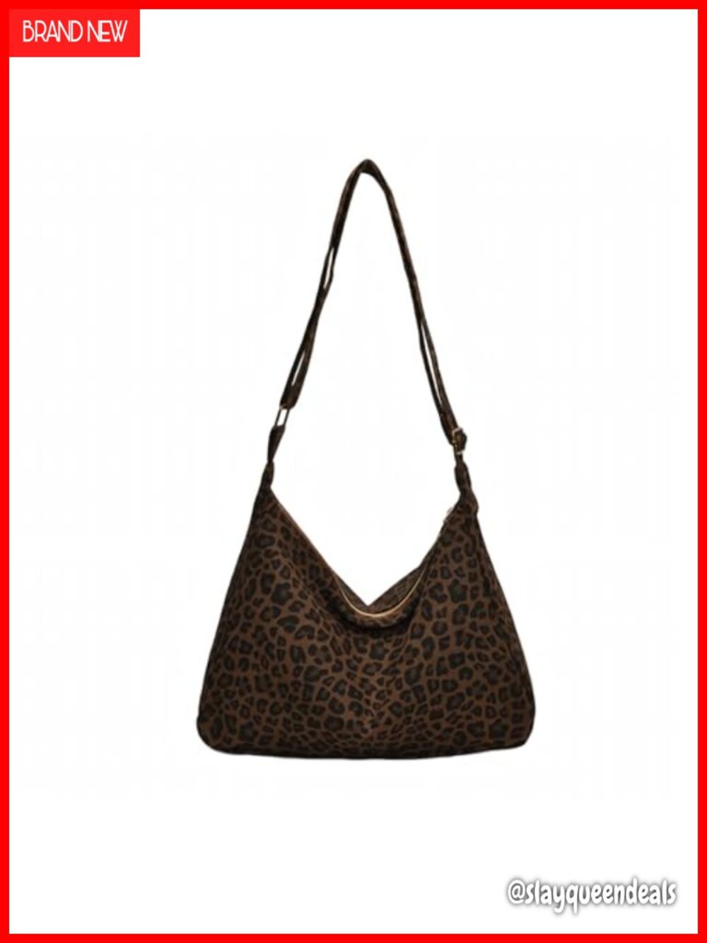 Leopard canvas hobo shoulder bag, adjustable strap, lightweight tote